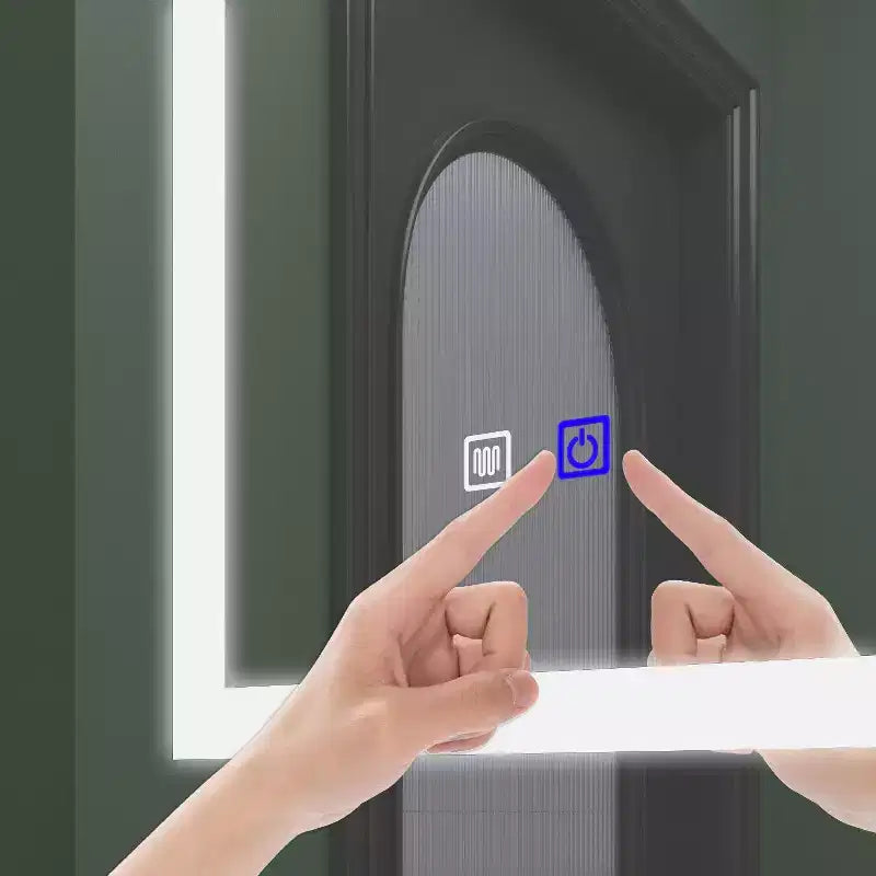 Famapy White Anti-Fog Bathroom Medicine Cabinet with Lights and Two Mirror Doors