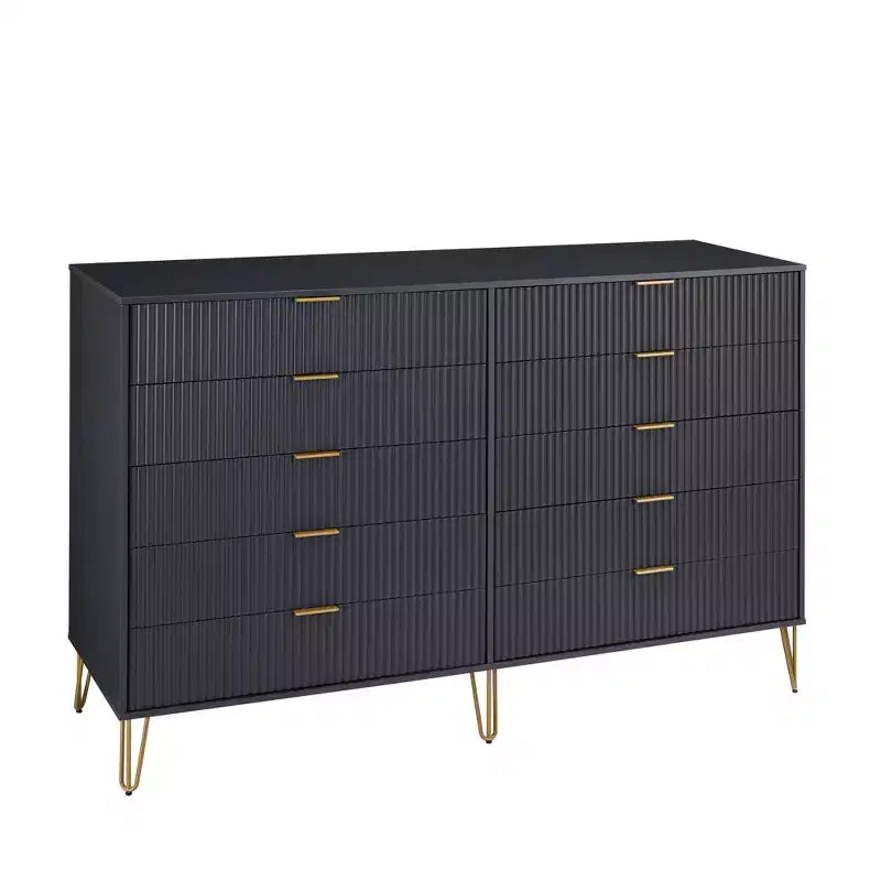 Manhattan Comfort Dumbo 3pc 5 Drawer Dresser, 10 Drawer Dresser and Nightstand Set