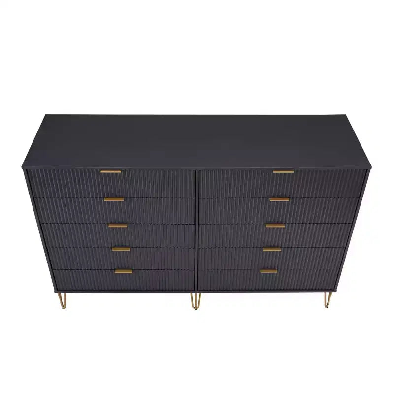 Manhattan Comfort Dumbo 3pc 5 Drawer Dresser, 10 Drawer Dresser and Nightstand Set