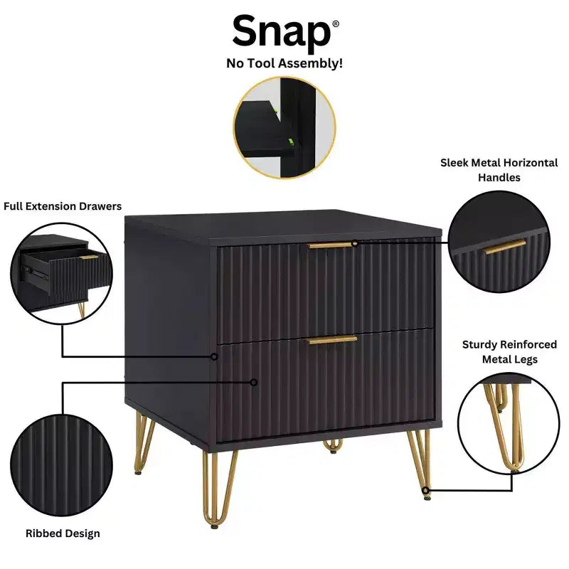 Manhattan Comfort Dumbo 3pc 5 Drawer Dresser, 10 Drawer Dresser and Nightstand Set