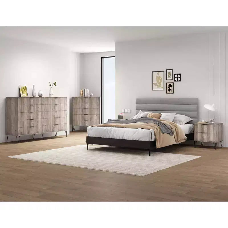 Manhattan Comfort Dumbo 3pc 5 Drawer Dresser, 10 Drawer Dresser and Nightstand Set