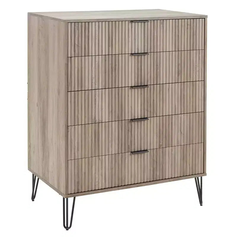 Manhattan Comfort Dumbo 3pc 5 Drawer Dresser, 10 Drawer Dresser and Nightstand Set