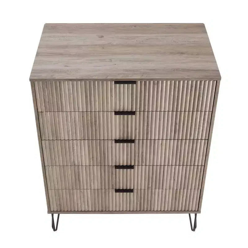 Manhattan Comfort Dumbo 3pc 5 Drawer Dresser, 10 Drawer Dresser and Nightstand Set