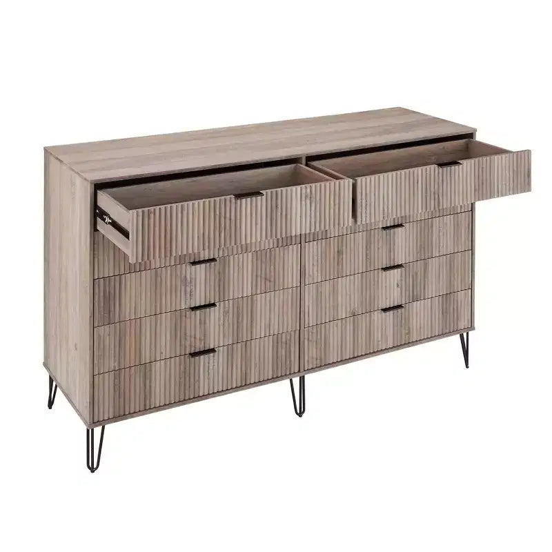 Manhattan Comfort Dumbo 3pc 5 Drawer Dresser, 10 Drawer Dresser and Nightstand Set