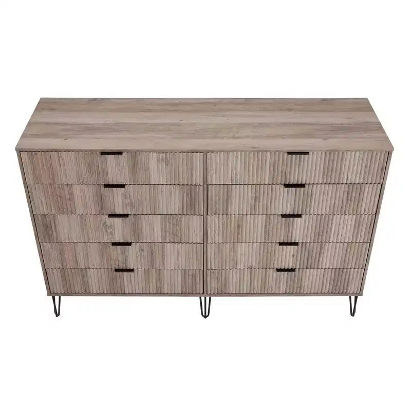 Manhattan Comfort Dumbo 3pc 5 Drawer Dresser, 10 Drawer Dresser and Nightstand Set