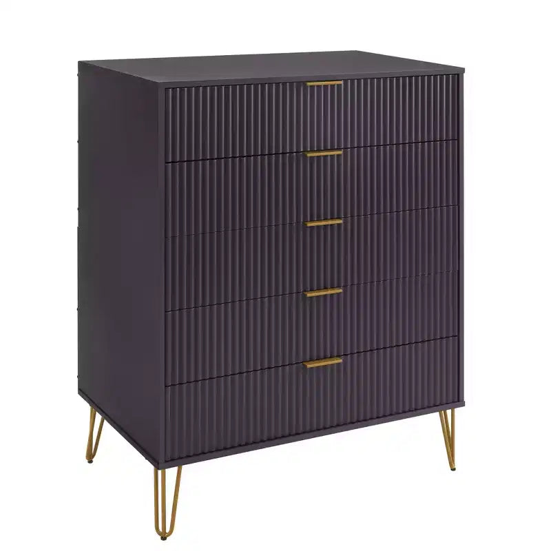 Manhattan Comfort Dumbo 3pc 5 Drawer Dresser, 10 Drawer Dresser and Nightstand Set
