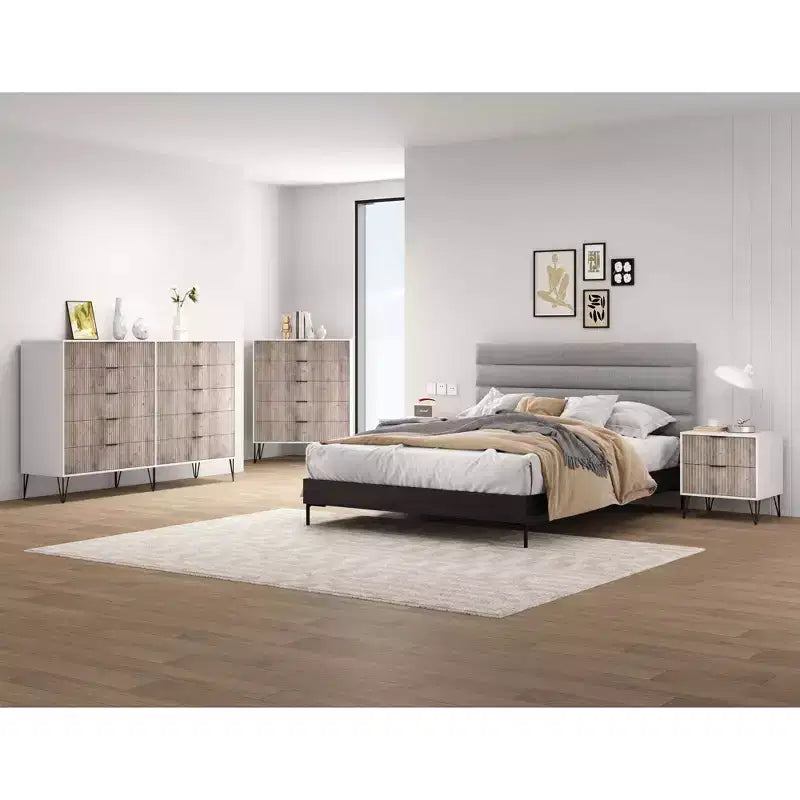 Manhattan Comfort Dumbo 3pc 5 Drawer Dresser, 10 Drawer Dresser and Nightstand Set