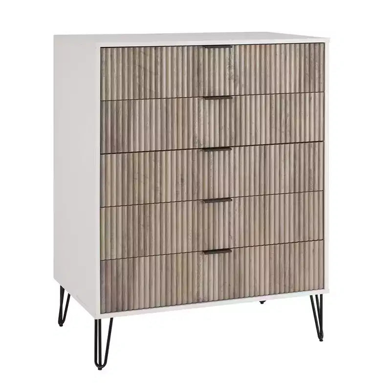 Manhattan Comfort Dumbo 3pc 5 Drawer Dresser, 10 Drawer Dresser and Nightstand Set