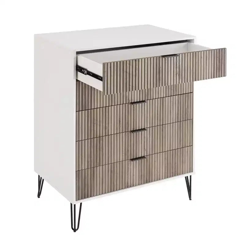 Manhattan Comfort Dumbo 3pc 5 Drawer Dresser, 10 Drawer Dresser and Nightstand Set