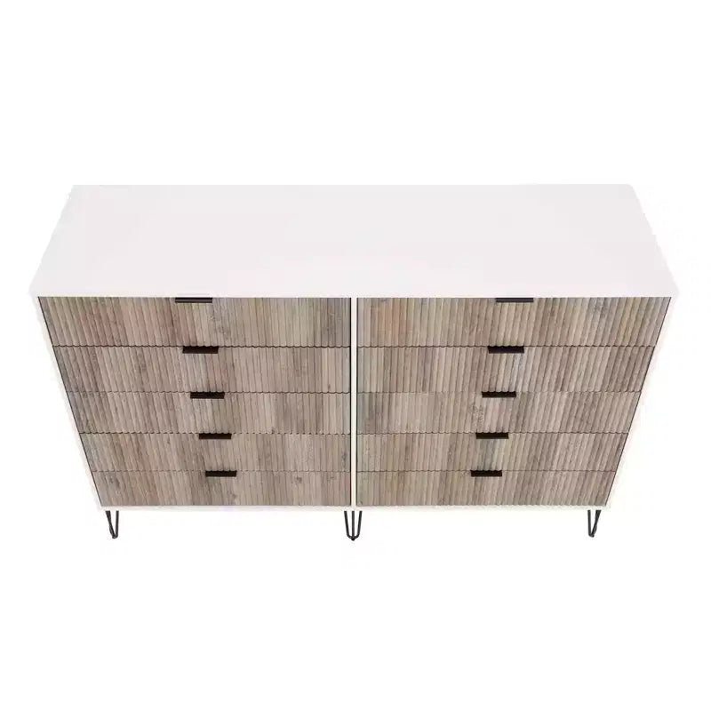Manhattan Comfort Dumbo 3pc 5 Drawer Dresser, 10 Drawer Dresser and Nightstand Set