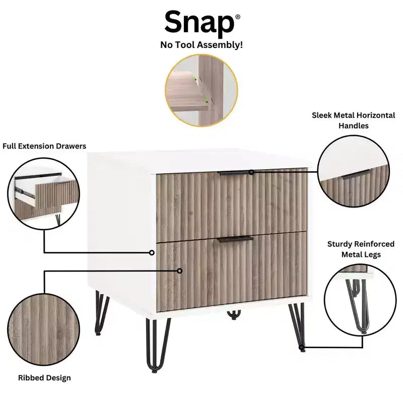 Manhattan Comfort Dumbo 3pc 5 Drawer Dresser, 10 Drawer Dresser and Nightstand Set