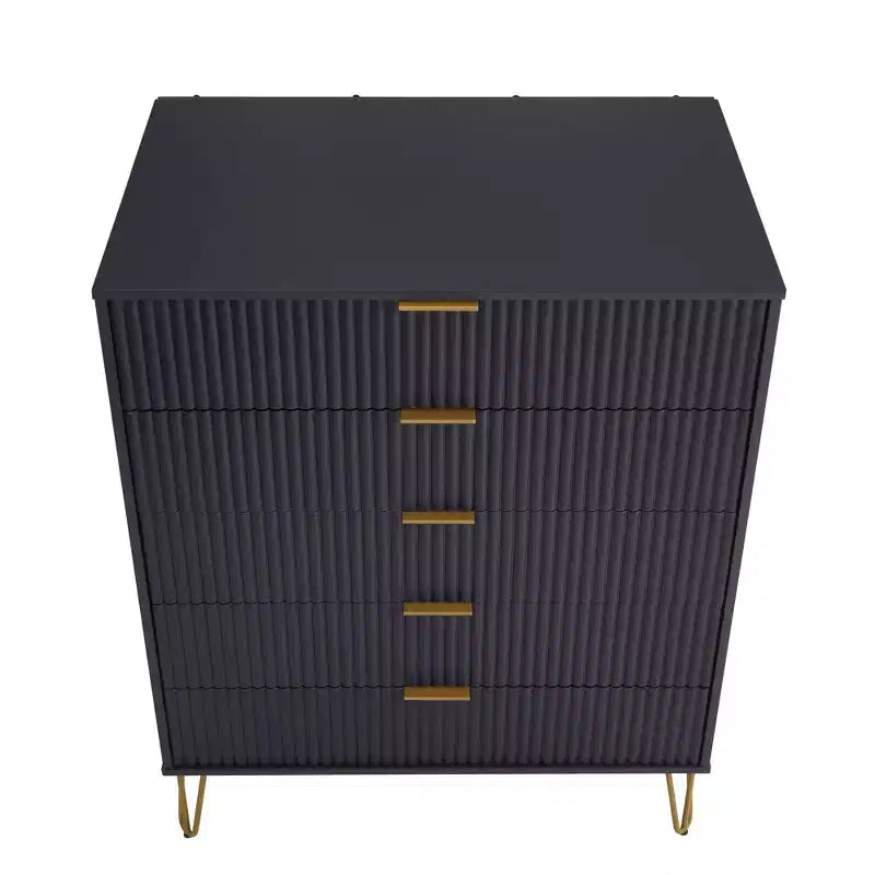 Manhattan Comfort Dumbo 3pc 5 Drawer Dresser, 10 Drawer Dresser and Nightstand Set