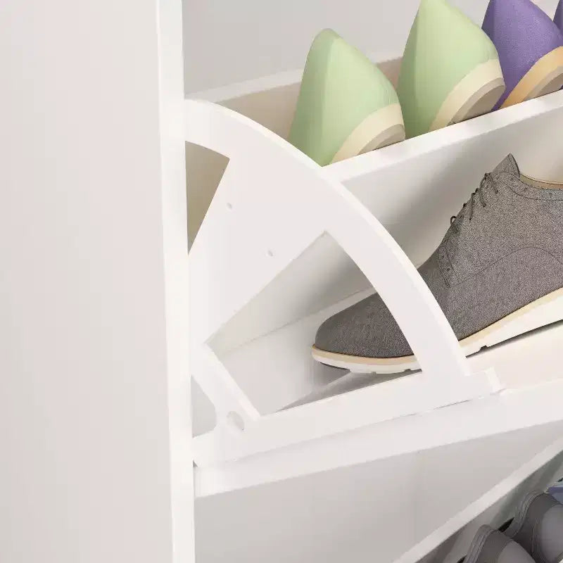 Famapy Modern Shoe Cabinet Entryway Shoe Rack 3 Tier Shelves