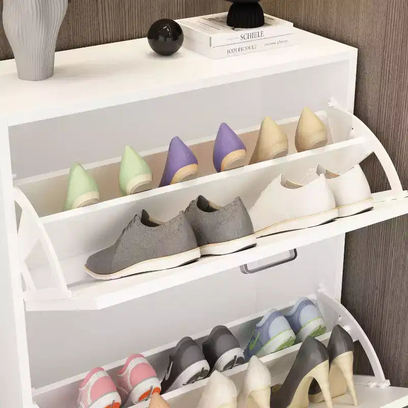 Famapy Modern Shoe Cabinet Entryway Shoe Rack 3 Tier Shelves