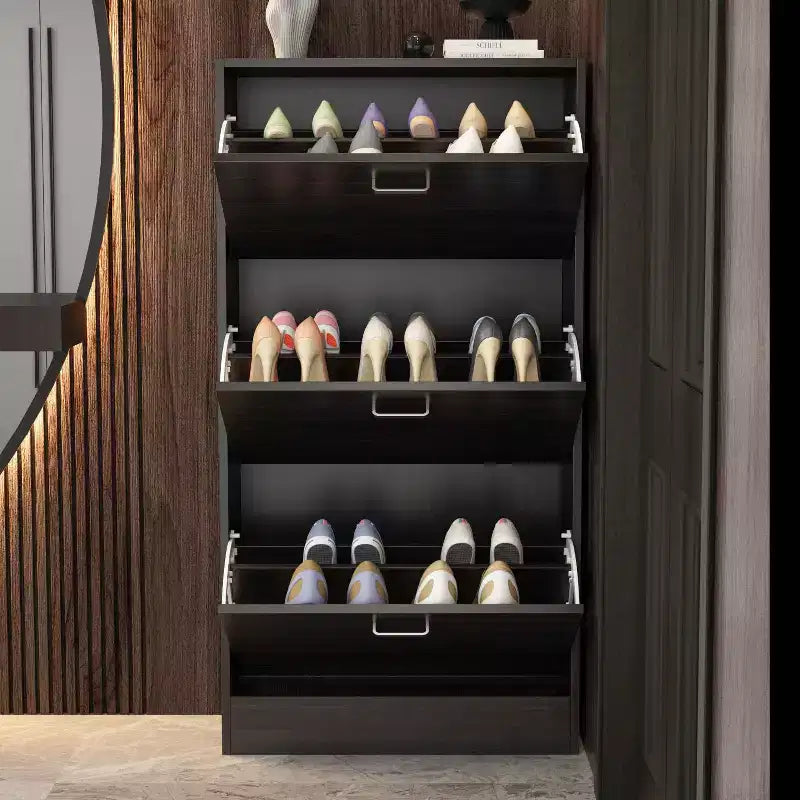 Famapy Modern Shoe Cabinet Entryway Shoe Rack 3 Tier Shelves