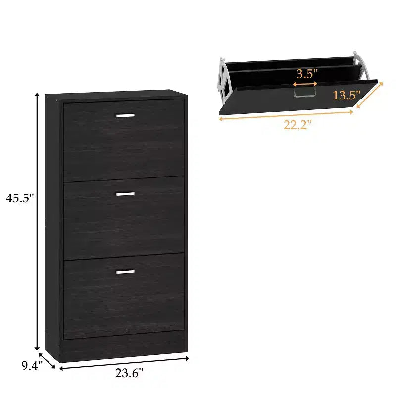 Famapy Modern Shoe Cabinet Entryway Shoe Rack 3 Tier Shelves