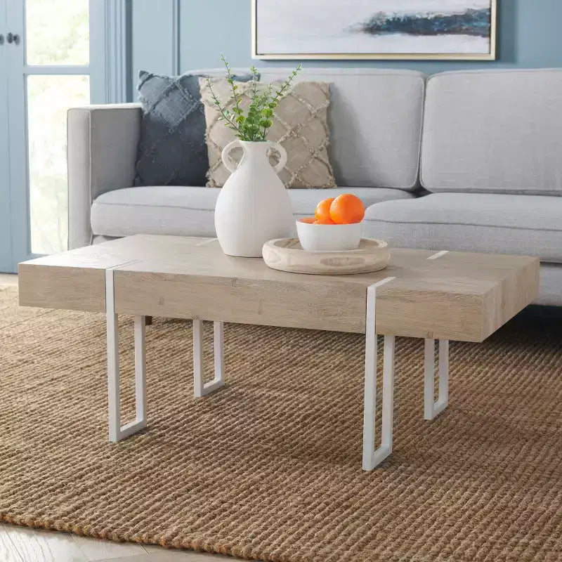 Aberton Coffee Table - COF7009A - Natural/White - Safavieh