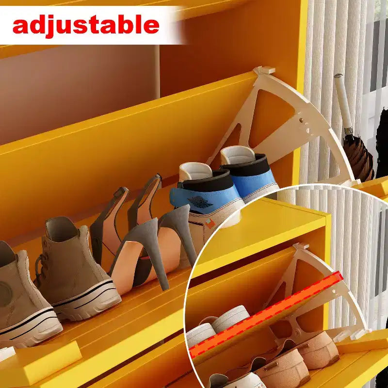 amapy Wood Grain Design Shoe Cabinet Entryway Shoe Rack 3 Tier Shelves
