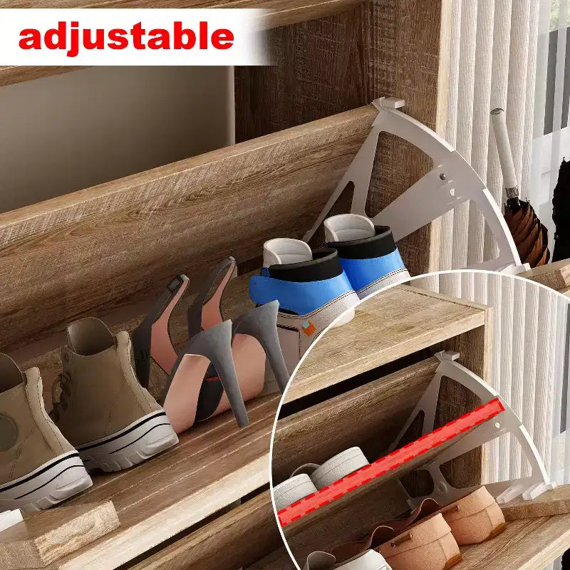 amapy Wood Grain Design Shoe Cabinet Entryway Shoe Rack 3 Tier Shelves