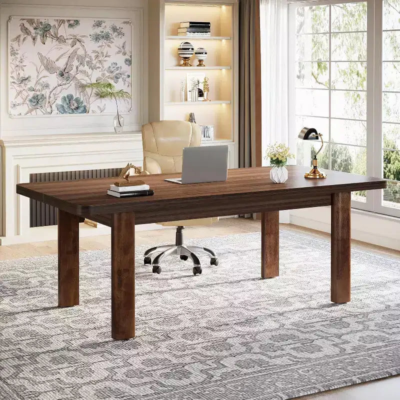 Lantine 62.99-Inch Large Conference Table with Solid Wood Legs