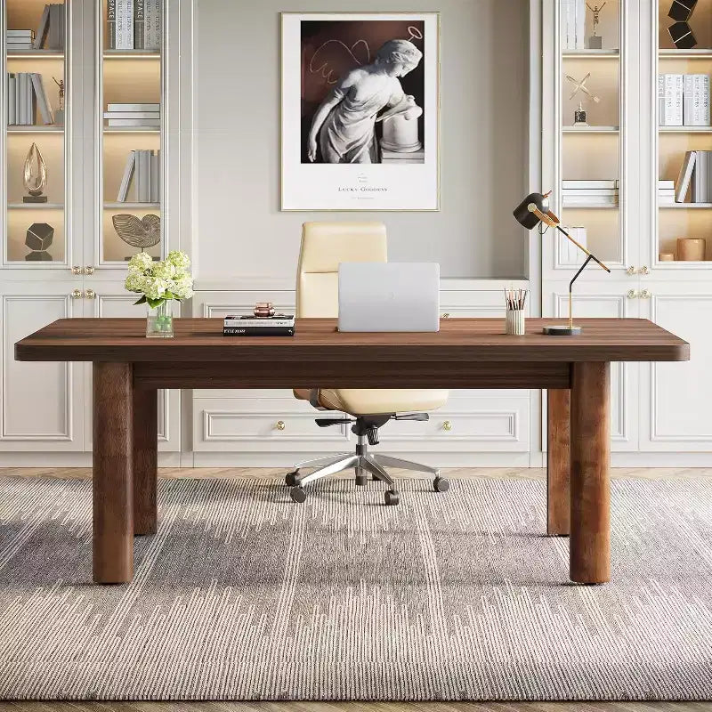 Lantine 62.99-Inch Large Conference Table with Solid Wood Legs