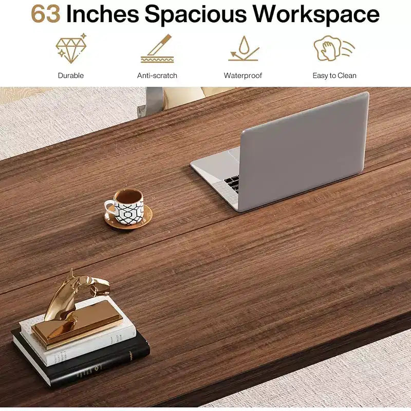 Lantine 62.99-Inch Large Conference Table with Solid Wood Legs