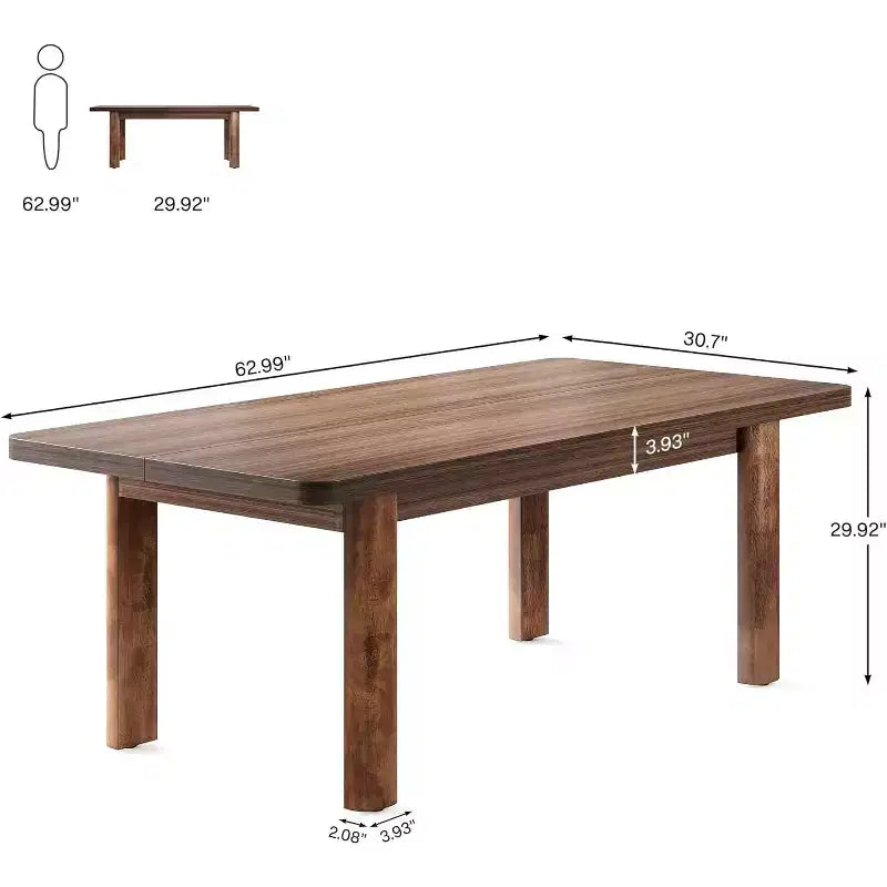 Lantine 62.99-Inch Large Conference Table with Solid Wood Legs