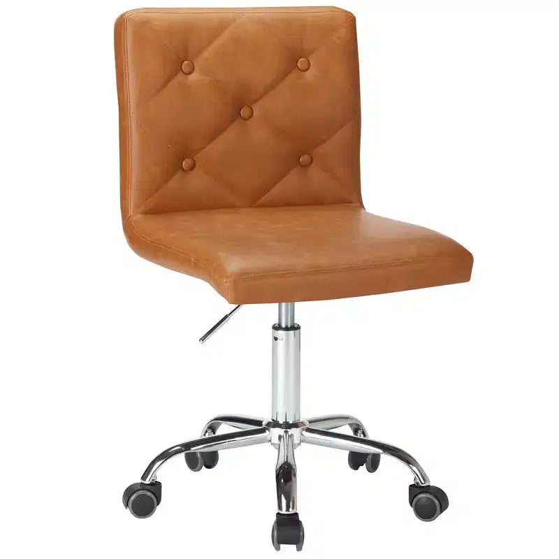VECELO PU Leather Modern Office Computer Chair with Upholstery and Adjustable Metal Base, Mid-Back Armless Swivel Office Chairs