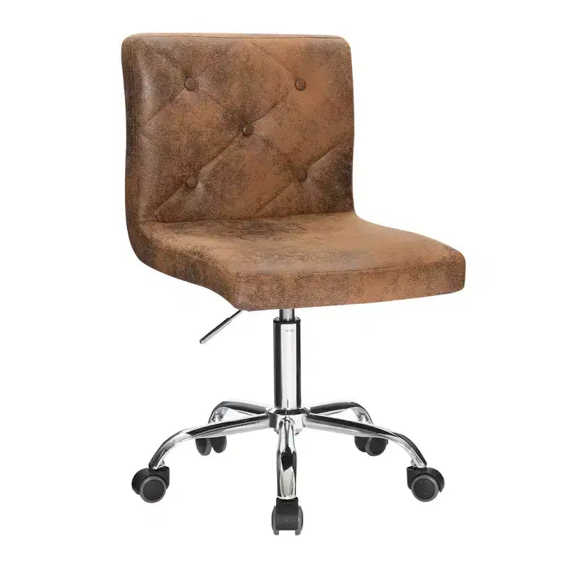 VECELO PU Leather Modern Office Computer Chair with Upholstery and Adjustable Metal Base, Mid-Back Armless Swivel Office Chairs