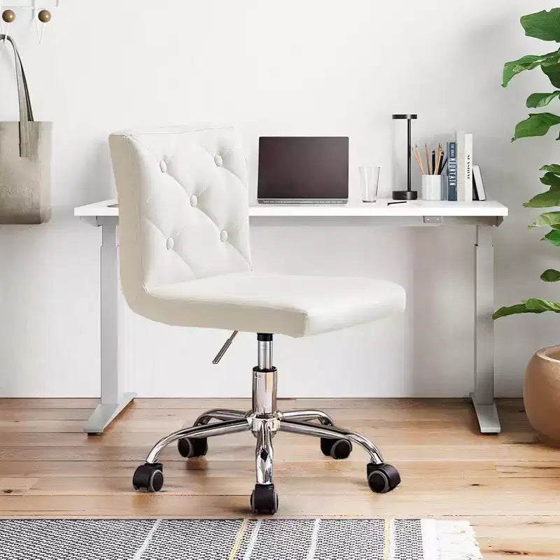 VECELO PU Leather Modern Office Computer Chair with Upholstery and Adjustable Metal Base, Mid-Back Armless Swivel Office Chairs