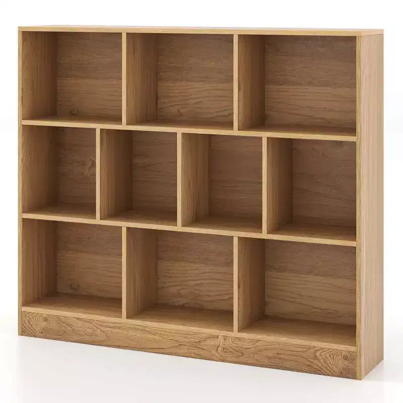 Costway 10-Cube Bookcase for Kids 41Wooden Toy Storage Organizer for Kids Room White/Natural