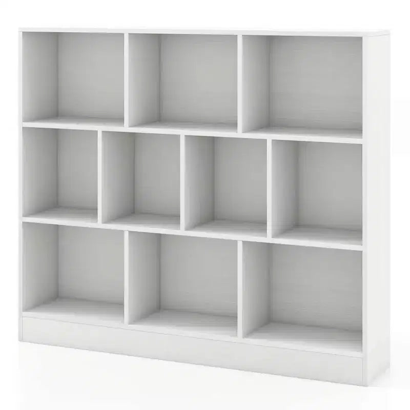 Costway 10-Cube Bookcase for Kids 41Wooden Toy Storage Organizer for Kids Room White/Natural