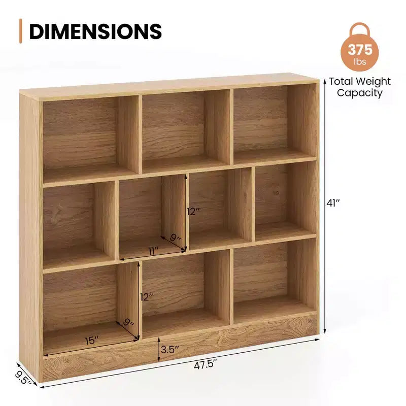 Costway 10-Cube Bookcase for Kids 41Wooden Toy Storage Organizer for Kids Room White/Natural