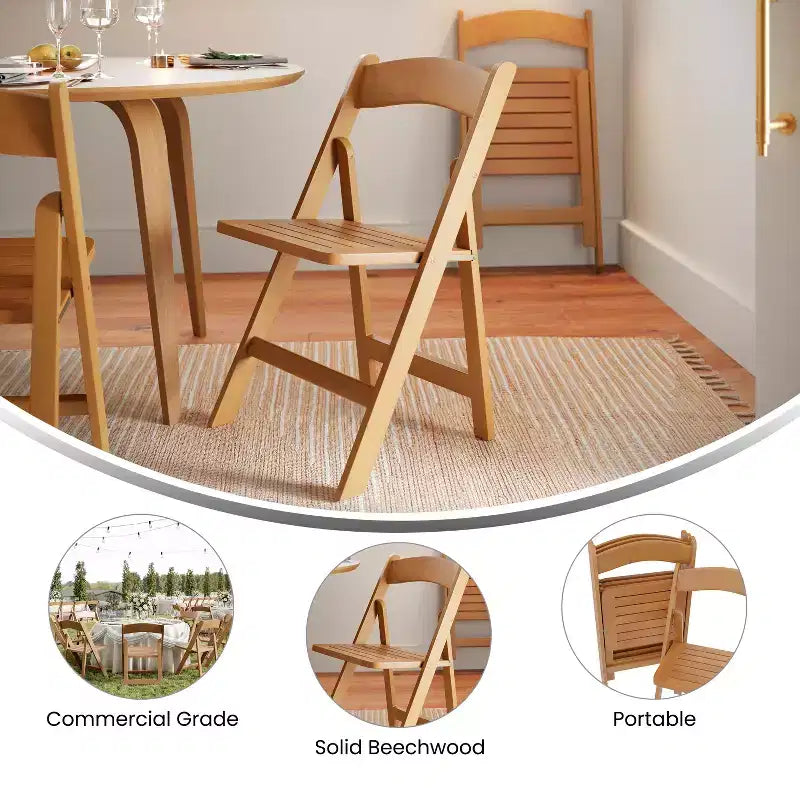 Flash Furniture Holden Commercial Grade Solid Wood Folding Dining Chair