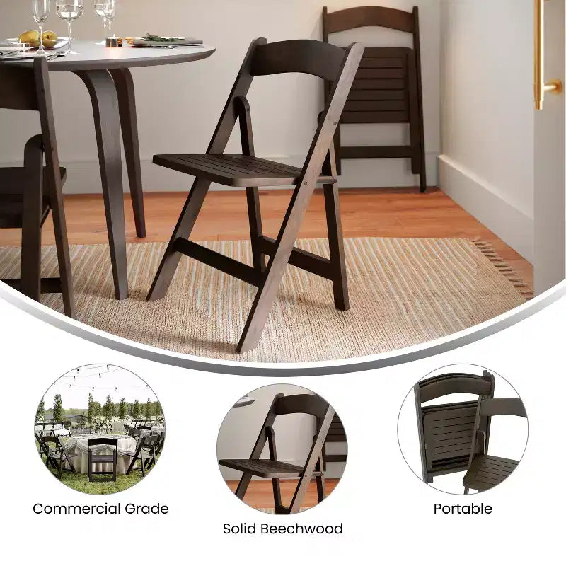 Flash Furniture Holden Commercial Grade Solid Wood Folding Dining Chair