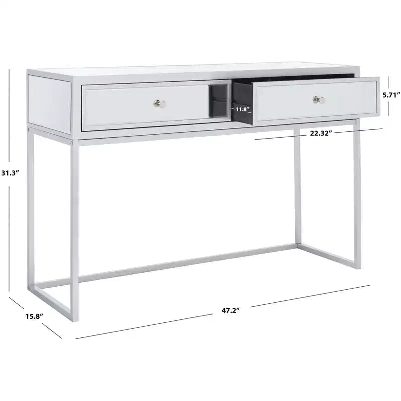 Aster 2 Drawer Mirrored Desk - DSK9701 - Silver/Mirror - Safavieh