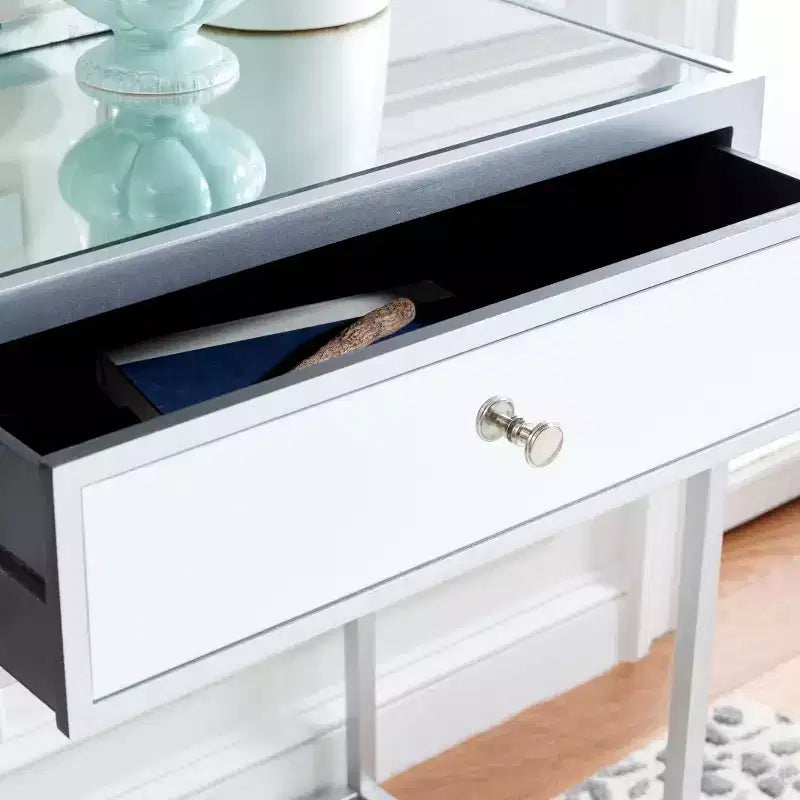 Aster 2 Drawer Mirrored Desk - DSK9701 - Silver/Mirror - Safavieh