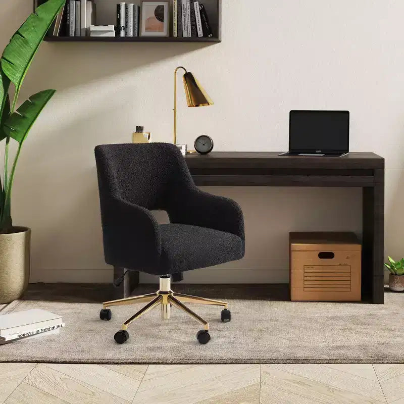 Chaise de bureau pivotante Genevieve mi-siècle moderne avec roulettes