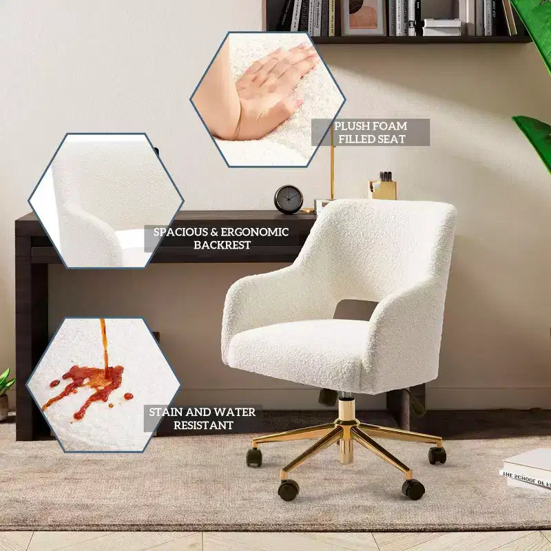 Chaise de bureau pivotante Genevieve mi-siècle moderne avec roulettes