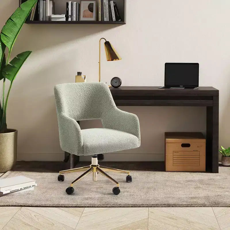 Chaise de bureau pivotante Genevieve mi-siècle moderne avec roulettes
