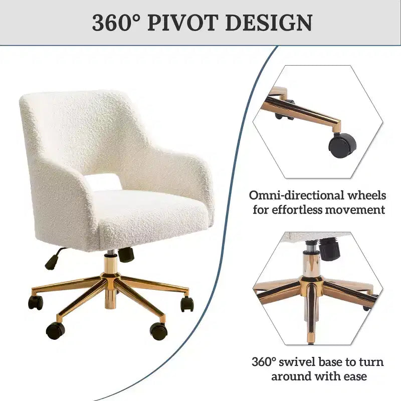 Chaise de bureau pivotante Genevieve mi-siècle moderne avec roulettes