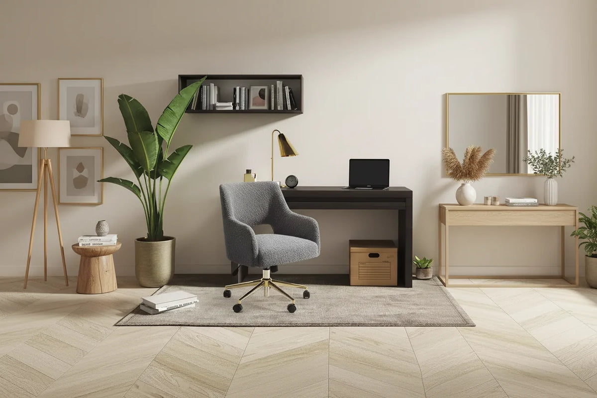 Chaise de bureau pivotante Genevieve mi-siècle moderne avec roulettes