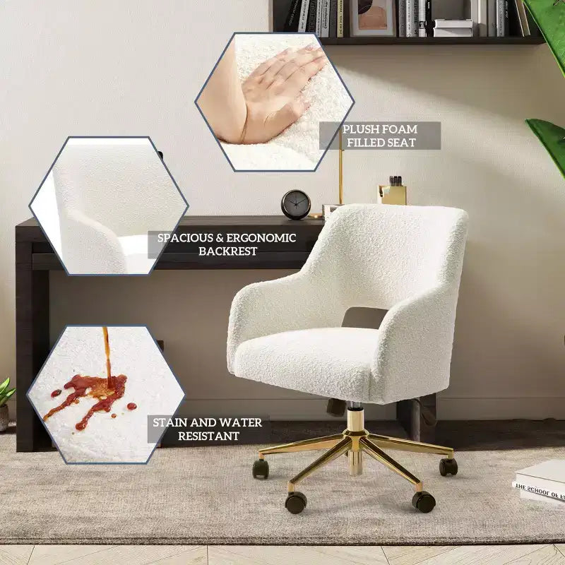 Chaise de bureau pivotante Genevieve mi-siècle moderne avec roulettes