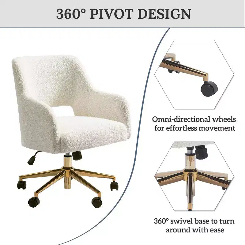 Chaise de bureau pivotante Genevieve mi-siècle moderne avec roulettes