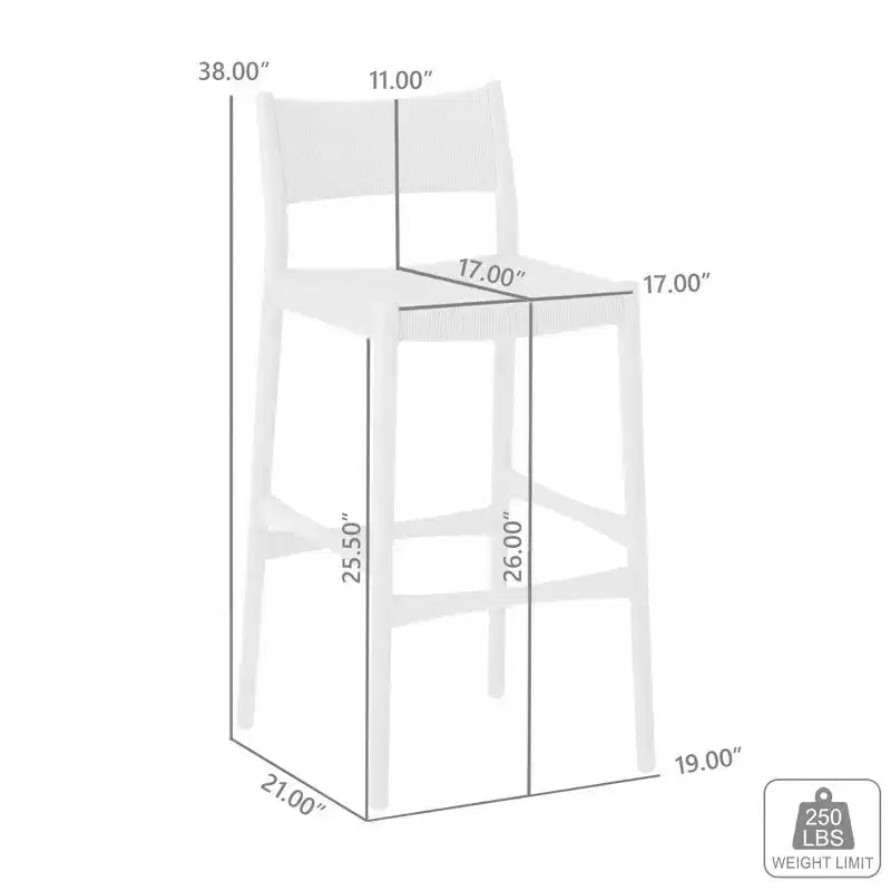 Armen Living Erie Woven Paper Cord and Wood Counter Height Barstool