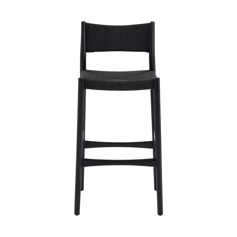 Armen Living Erie Woven Paper Cord and Wood Counter Height Barstool