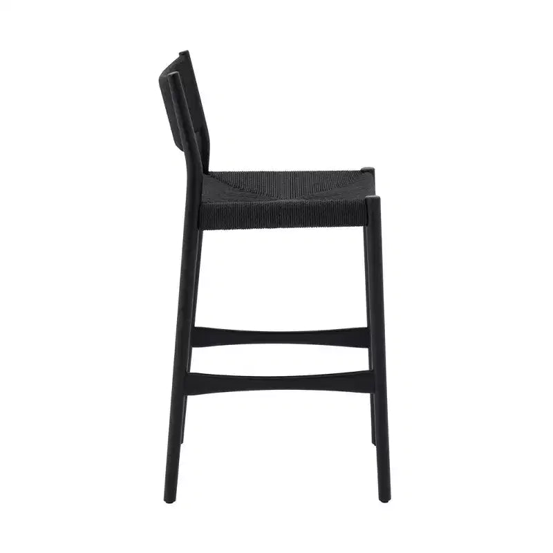 Armen Living Erie Woven Paper Cord and Wood Counter Height Barstool
