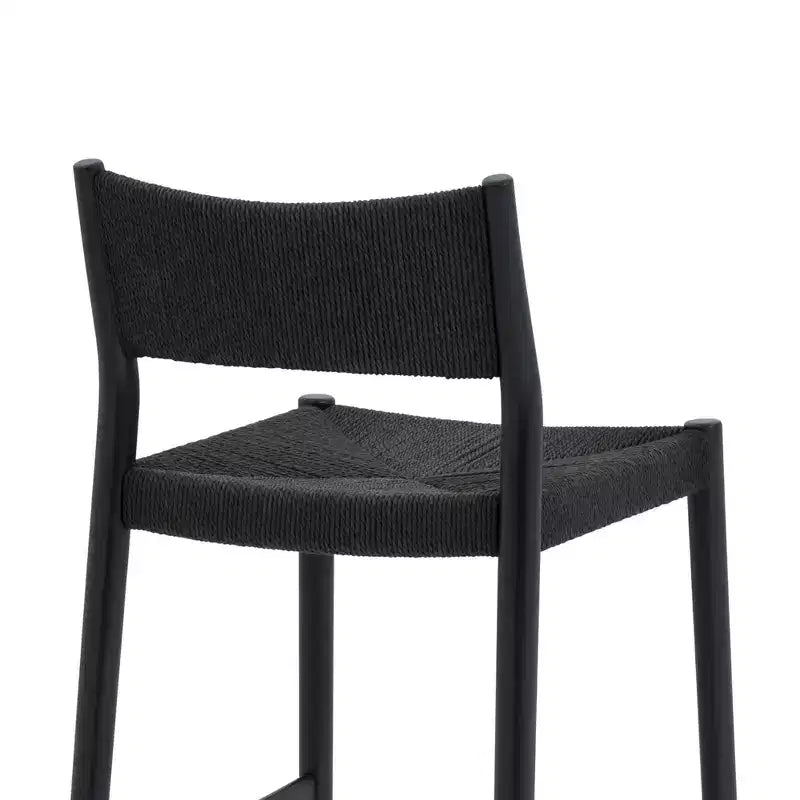 Armen Living Erie Woven Paper Cord and Wood Counter Height Barstool