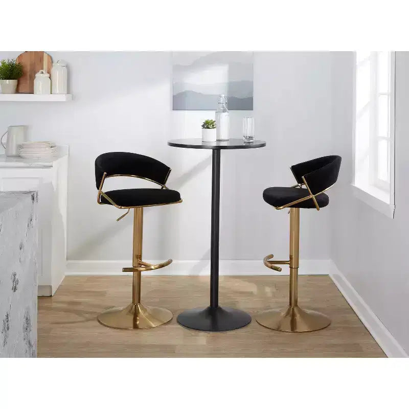 LumiSource Set of 2 Jie Adjustable Swivel Barstools