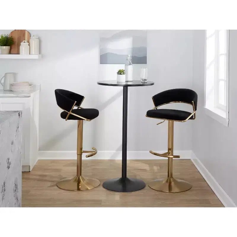LumiSource Set of 2 Jie Adjustable Swivel Barstools
